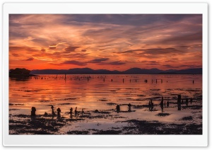 Beautiful Orange Sunset, Clyde River Ultra HD Wallpaper for 4K UHD Widescreen desktop, tablet & smartphone