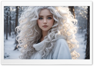 Beautiful Platinum Blonde Long  and Curly Hair Girl Art Ultra HD Wallpaper for 4K UHD Widescreen Desktop, Lockscreen, Screensaver, TV, Tablet, Smartphone