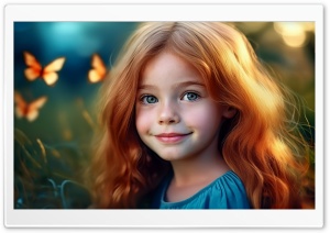 Beautiful Red-haired Child with Blue Eyes 4K UHD Wallpaper for Widescreen and UltraWide Desktop, UltraHD TV, Smartphone, Tablet