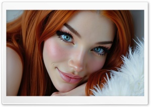 Beautiful Redhead Girl Digital Art 4K UHD Wallpaper for Widescreen and UltraWide Desktop, UltraHD TV, Smartphone, Tablet