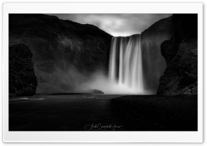 Beautiful Skogafoss Waterfall, Iceland, Black and White Ultra HD Wallpaper for 4K UHD Widescreen desktop, tablet & smartphone