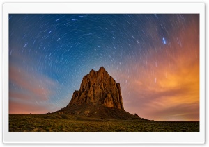 Beautiful Star Trails over Shiprock, New Mexico Ultra HD Wallpaper for 4K UHD Widescreen desktop, tablet & smartphone