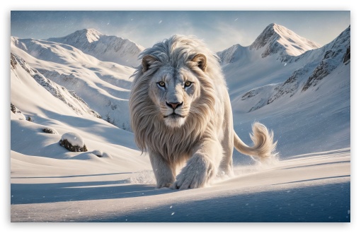 Beautiful White Lion Walking in Snow UltraHD Wallpaper for UHD 16:9 ; HD 16:9 ; UltraWide 21:9 24:10 32:9 32:10 ; Widescreen 16:10 5:3 ; Fullscreen 4:3 5:4 3:2 ; Tablet 1:1 ; Mobile 9:16 9:19.5 9:20 9:21 10:16 2:3 3:5 3:4 ; Dual 16:10 5:3 16:9 4:3 5:4 3:2 ;