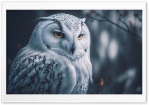 Beautiful White Snowy Owl Bird with Golden Eyes Ultra HD Wallpaper for 4K UHD Widescreen desktop, tablet & smartphone