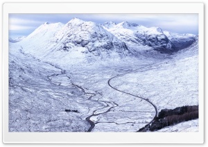 Beautiful Winding Mountain Road Landscape, Scotland, Winter Ultra HD Wallpaper for 4K UHD Widescreen desktop, tablet & smartphone