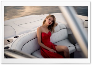 Beautiful Woman in a Red Dress, Summer Vacation Ultra HD Wallpaper for 4K UHD Widescreen desktop, tablet & smartphone