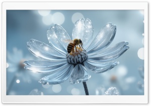 Bee on a Glass Flower Digital Art Ultra HD Wallpaper for 4K UHD Widescreen Desktop, Lockscreen, Screensaver, TV, Tablet, Smartphone