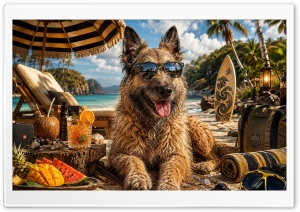 Belgian Laekenois Dog on the Beach 4K UHD Wallpaper for Widescreen and UltraWide Desktop, UltraHD TV, Smartphone, Tablet