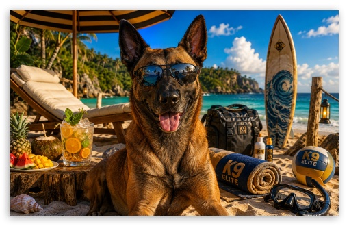 Belgian Malinois Dog on the Beach UltraHD Wallpaper for Widescreen 16:10 ;