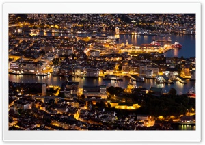 Bergen At Night Panorama Ultra HD Wallpaper for 4K UHD Widescreen desktop, tablet & smartphone