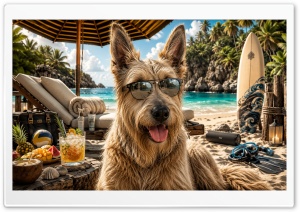 Berger Picard Dog on the Beach 4K UHD Wallpaper for Widescreen and UltraWide Desktop, UltraHD TV, Smartphone, Tablet