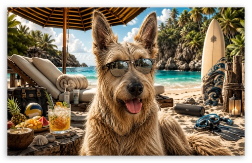 Berger Picard Dog on the Beach UltraHD Wallpaper for Widescreen 16:10 ;