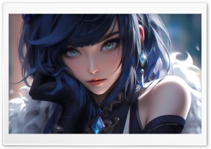 Big Blue Eyes Girl Digital Art Ultra HD Wallpaper for 4K UHD Widescreen desktop, tablet & smartphone