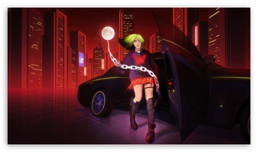 Billie Eilish 2026 Retro Futurism UltraHD Wallpaper for UHD 16:9 ; HD 16:9 ;