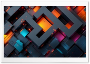 Black 3D Maze 4K UHD Wallpaper for Widescreen and UltraWide Desktop, UltraHD TV, Smartphone, Tablet