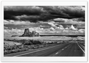 Black and White Arizona Desert Road 4K UHD Wallpaper for Widescreen and UltraWide Desktop, UltraHD TV, Smartphone, Tablet