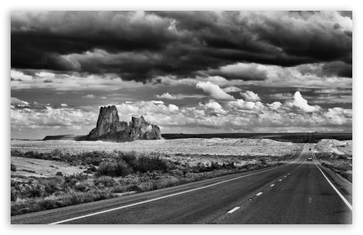 Black and White Arizona Desert Road UltraHD Wallpaper for UHD 16:9 ; HD 16:9 ; UltraWide 21:9 24:10 32:9 32:10 ; Widescreen 16:10 ; Fullscreen 3:2 ; Tablet 1:1 ; Mobile 9:16 9:19.5 9:20 9:21 9:22 ; Dual 16:10 16:9 ;