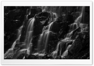 Black and White Brudslojan Waterfall Sweden 4K UHD Wallpaper for Widescreen and UltraWide Desktop, UltraHD TV, Smartphone, Tablet