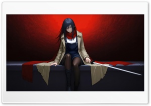 Black Haired Anime Sword Maiden 4K UHD Wallpaper for Widescreen and UltraWide Desktop, UltraHD TV, Smartphone, Tablet