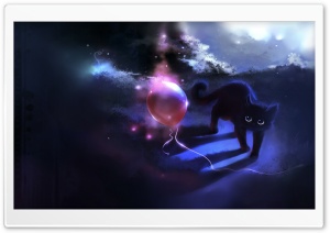 Black Kitty And A Red Balloon Ultra HD Wallpaper for 4K UHD Widescreen desktop, tablet & smartphone