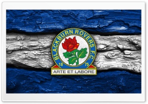 Blackburn Rovers FC Wooden Logo 4K UHD Wallpaper for Widescreen and UltraWide Desktop, UltraHD TV, Smartphone, Tablet