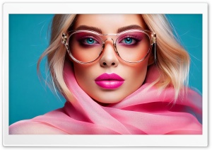 Blonde Beauty in Pink Scarf 4K UHD Wallpaper for Widescreen and UltraWide Desktop, UltraHD TV, Smartphone, Tablet