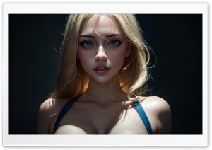Blonde, Girl, Arwork, Portrait, Beauty, Blue Eyes, Sunlight 4K UHD Wallpaper for Widescreen and UltraWide Desktop, UltraHD TV, Smartphone, Tablet