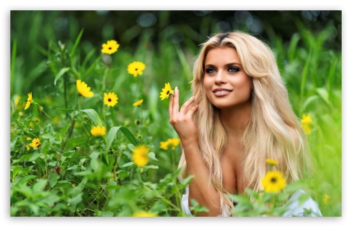 Blonde Girl in a Blooming Flower Field UltraHD Wallpaper for UHD 16:9 ; HD 16:9 ; UltraWide 21:9 24:10 32:9 32:10 ; Widescreen 16:10 5:3 ; Fullscreen 4:3 5:4 3:2 ; Tablet 1:1 ; Mobile 9:16 9:19.5 9:20 9:21 9:22 10:16 2:3 3:5 3:4 ; Dual 16:10 5:3 16:9 4:3 5:4 3:2 ; Triple 16:10 5:3 16:9 4:3 5:4 3:2 ;