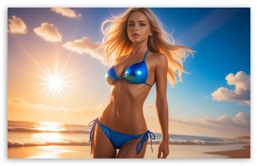 Blonde Girl in Blue Swimsuit, Beach, Summer UltraHD Wallpaper for UHD 16:9 ; HD 16:9 ; UltraWide 21:9 24:10 32:9 32:10 ; Widescreen 16:10 5:3 ; Fullscreen 4:3 5:4 3:2 ; Tablet 1:1 ; Mobile 9:16 9:19.5 9:20 10:16 2:3 3:5 3:4 ; Dual 16:10 5:3 16:9 4:3 5:4 3:2 ;