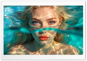 Blonde Girl in Crystal Clear Turquoise Water 4K UHD Wallpaper for Widescreen and UltraWide Desktop, UltraHD TV, Smartphone, Tablet