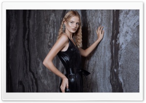 Blonde Girl Model in a Black Dress Ultra HD Wallpaper for 4K UHD Widescreen desktop, tablet & smartphone