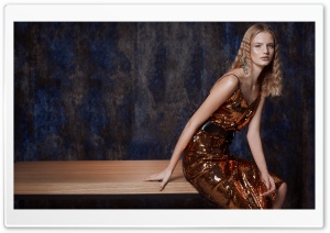 Blonde Girl Model in a Sequins Dress Ultra HD Wallpaper for 4K UHD Widescreen desktop, tablet & smartphone