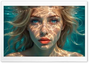 Blonde Girl Underwater Summer Portrait 4K UHD Wallpaper for Widescreen and UltraWide Desktop, UltraHD TV, Smartphone, Tablet