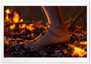 Blood Message, Bare Feet Walking on Fire 4K UHD Wallpaper for Widescreen and UltraWide Desktop, UltraHD TV, Smartphone, Tablet