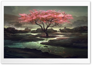 Blossom Tree Painting Ultra HD Wallpaper for 4K UHD Widescreen desktop, tablet & smartphone