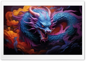 Blue Dragon Fantasy Art Ultra HD Wallpaper for 4K UHD Widescreen desktop, tablet & smartphone