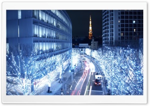 Blue Lights In Tokyo Ultra HD Wallpaper for 4K UHD Widescreen desktop, tablet & smartphone