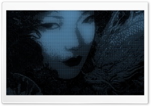 Blue Scanline Digital Portrait Art Close Up 4K UHD Wallpaper for Widescreen and UltraWide Desktop, UltraHD TV, Smartphone, Tablet