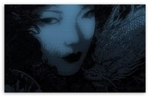 Blue Scanline Digital Portrait Art Close Up UltraHD Wallpaper for UHD 16:9 ; HD 16:9 ; UltraWide 21:9 24:10 ; Widescreen 16:10 ; Tablet 1:1 ; Mobile 9:16 ;