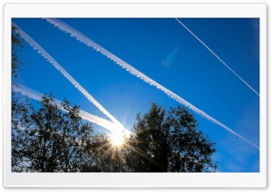 Blue Sky an Plane Stripes Ultra HD Wallpaper for 4K UHD Widescreen desktop, tablet & smartphone