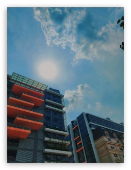 Blue Sky and Bulding UltraHD Wallpaper for Mobile 3:4 - ;