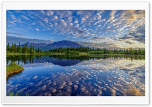 Blue Sky with Scattered Clouds Reflected in the Lake Ultra HD Wallpaper for 4K UHD Widescreen Desktop, Lockscreen, Screensaver, TV, Tablet, Smartphone