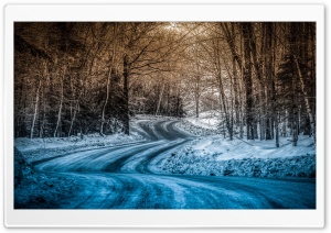 Blue Snow On The Road Ultra HD Wallpaper for 4K UHD Widescreen desktop, tablet & smartphone