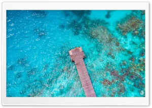 Blue Tropical Water, Island, Dock, Aerial Photography Ultra HD Wallpaper for 4K UHD Widescreen desktop, tablet & smartphone