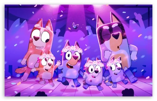 Bluey The Sign Heeler Family Wedding Dance UltraHD Wallpaper for UHD 16:9 ; HD 16:9 ; UltraWide 21:9 24:10 ; Widescreen 16:10 ; Mobile 9:16 ;