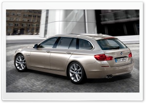 BMW 5 Series Touring 520D In Milano Beige   Rear Angle View Ultra HD Wallpaper for 4K UHD Widescreen desktop, tablet & smartphone