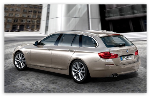 BMW 5 Series Touring 520D In Milano Beige   Rear Angle View UltraHD Wallpaper for HD 16:9 ; Widescreen 16:10 5:3 ; Fullscreen 3:2 ;