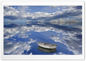 Boat And Clouds Reflecting On Ocean Bar Harbor Maine Ultra HD Wallpaper for 4K UHD Widescreen desktop, tablet & smartphone