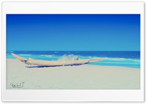 Boat On A Beach And Blue Sky Ultra HD Wallpaper for 4K UHD Widescreen Desktop, Lockscreen, Screensaver, TV, Tablet, Smartphone