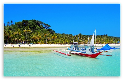 Boat On Beach Tropics UltraHD Wallpaper for HD 16:9 ; Widescreen 16:10 5:3 ; Fullscreen 4:3 3:2 ; Tablet 1:1 ;